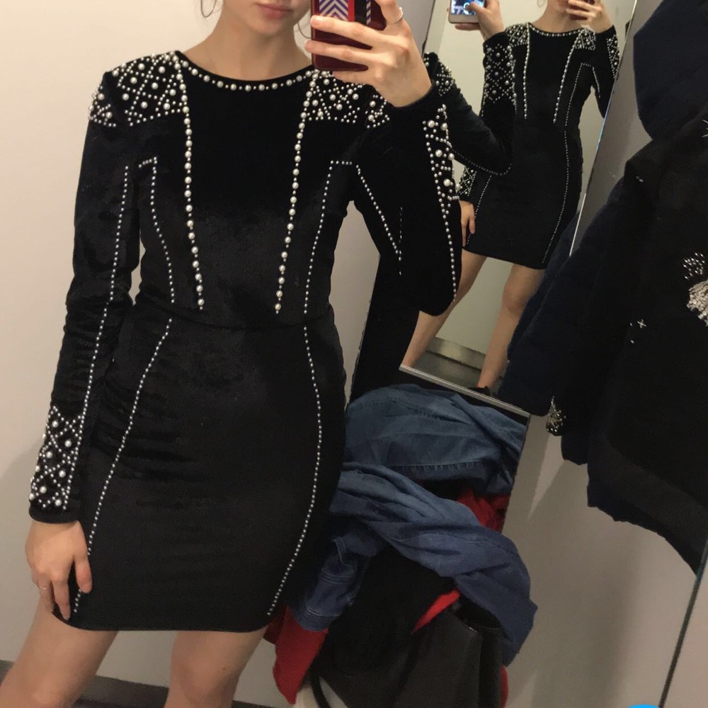 Mini dress with pearl details